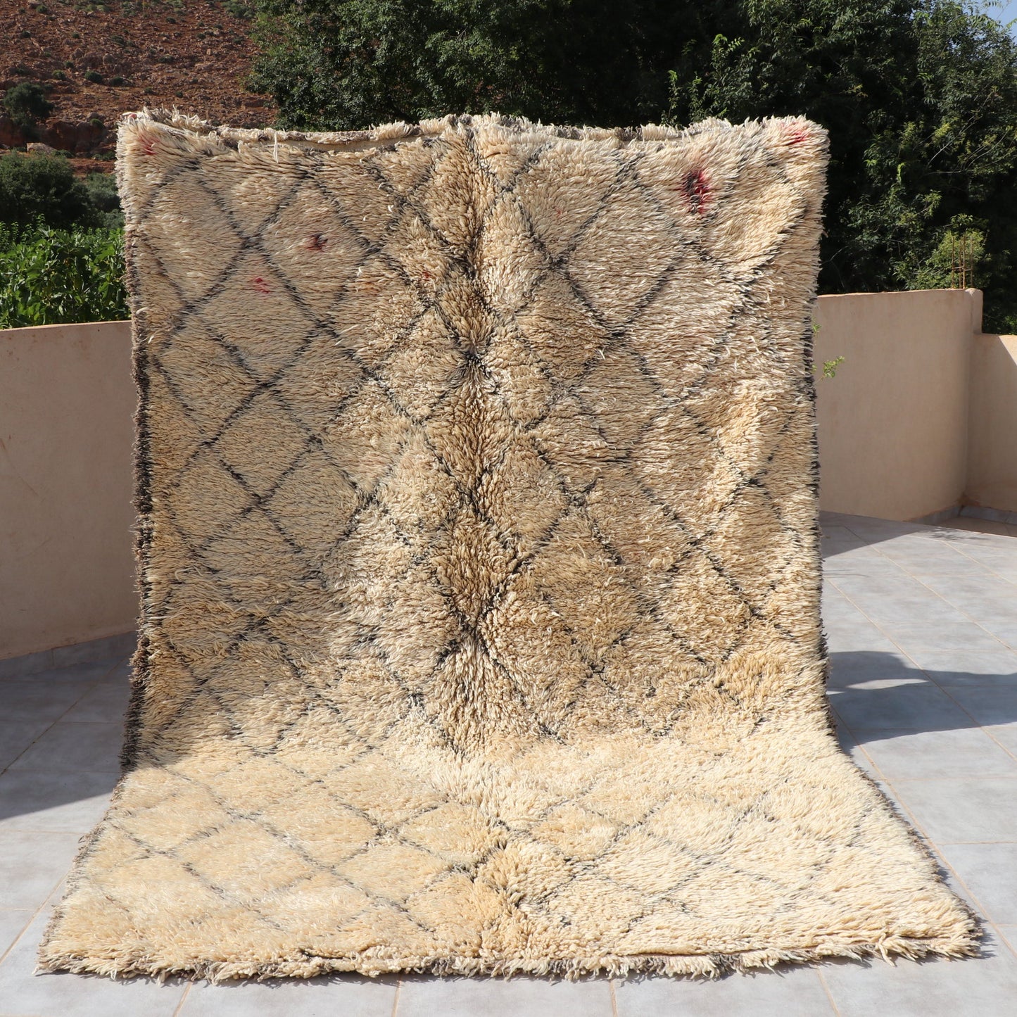 Vintage Beni Ourain Berberteppich 204x306 cm Rauten