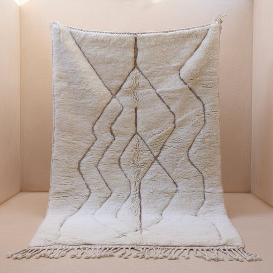 Beni Mrirt original aus Marokko Cremefarben naturbraunes Muster