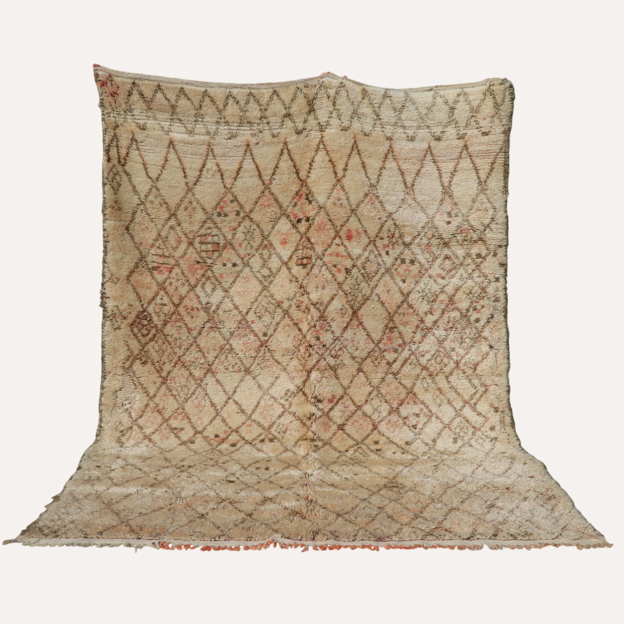 Vintage Beni Ourain Berberteppich 198x268 cm Rauten
