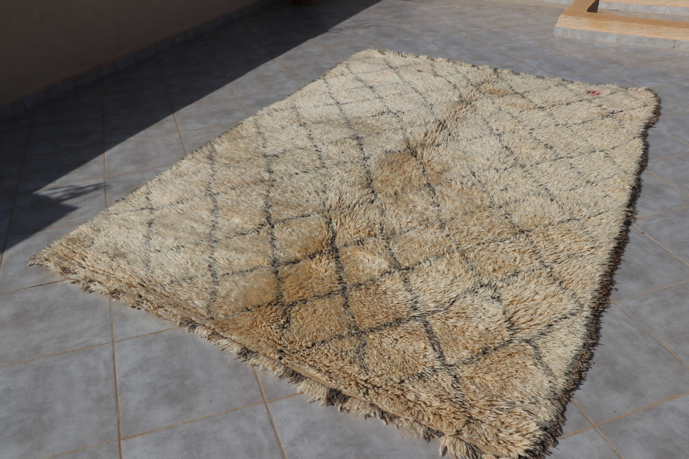 Vintage Beni Ourain Berberteppich 204x306 cm Rauten