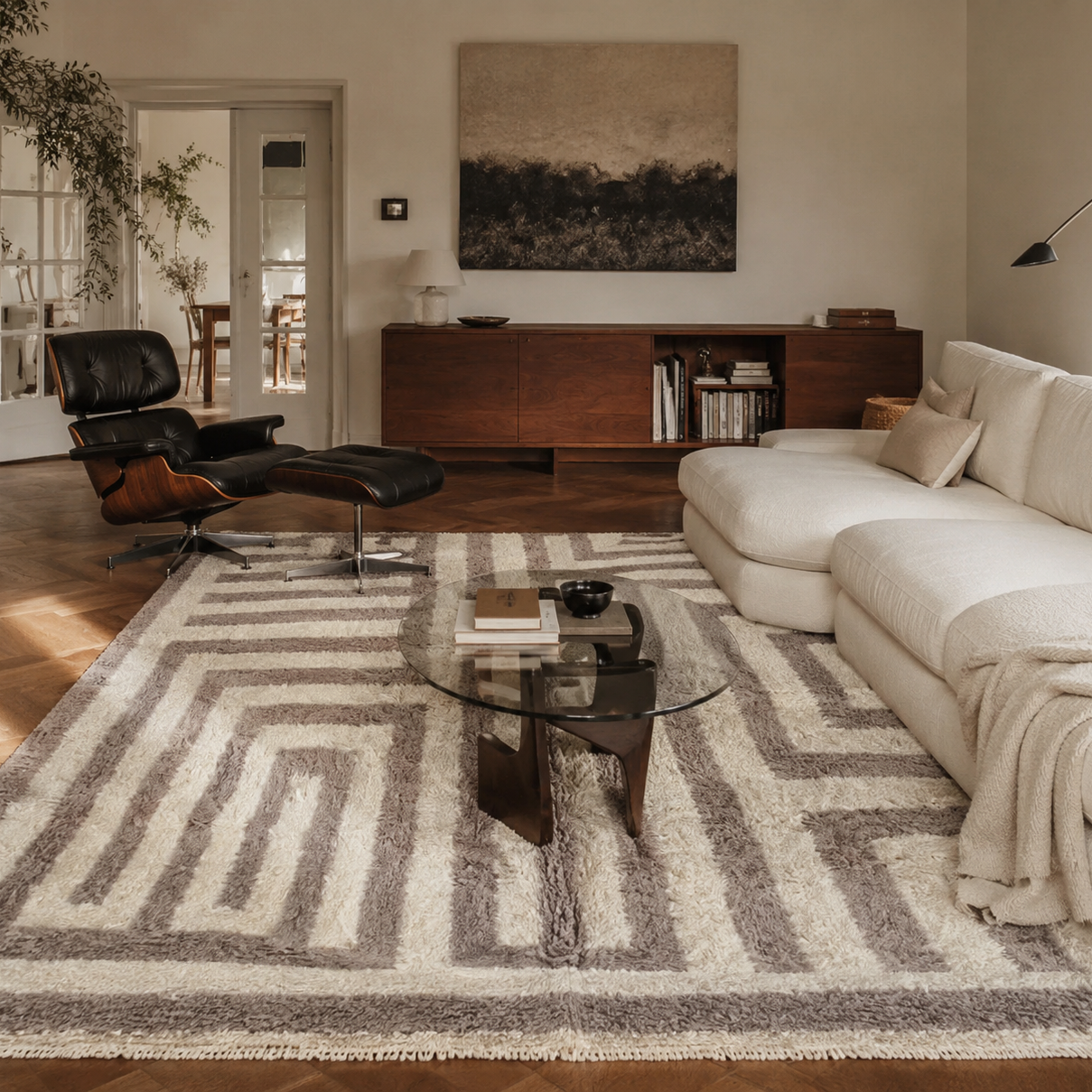 Beni Mrirt Rug Bold Natural Beige from 28 × 55 in