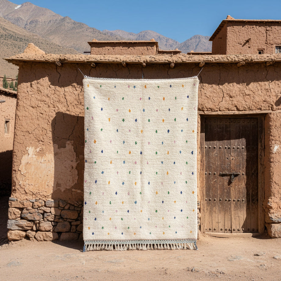 Handgefertigter marokkanischer Wollteppich Azilal bunt