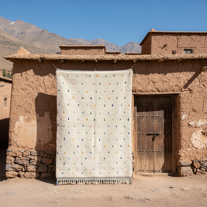 Handgefertigter marokkanischer Wollteppich Azilal bunt