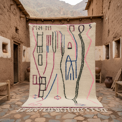 Bunter marokkansicher Teppich Azilal pink blau