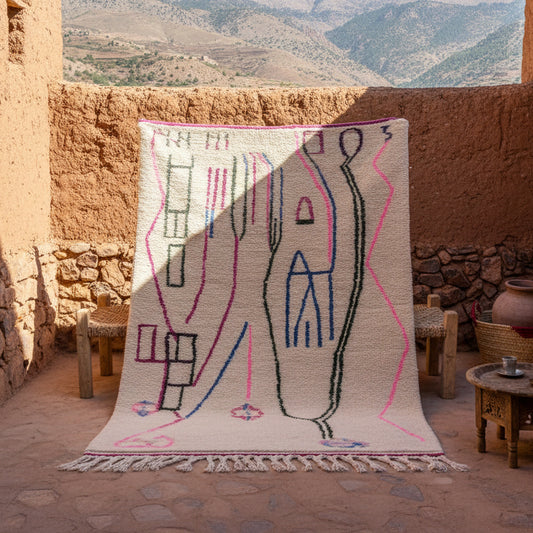 Azilal Teppich abstraktes Muster bunt aus Marokko