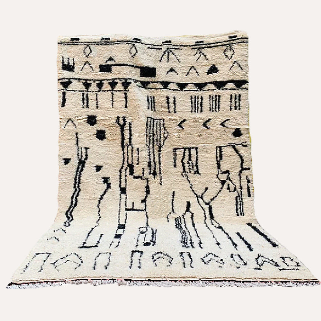 Beni Ourain diamond pattern black from 60x90 cm