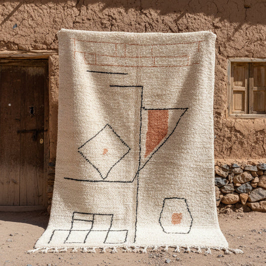 Marokkanischer Azilal Teppich schlicht abstrakt braun beige