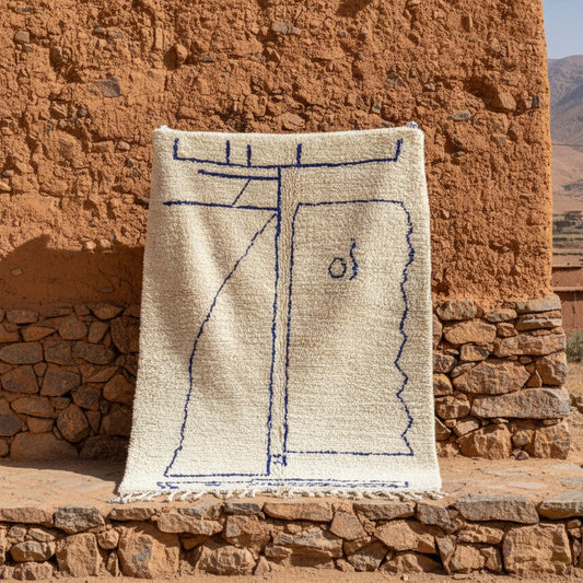 Azilal Teppich marokkanischer Teppich mit blauem Muster