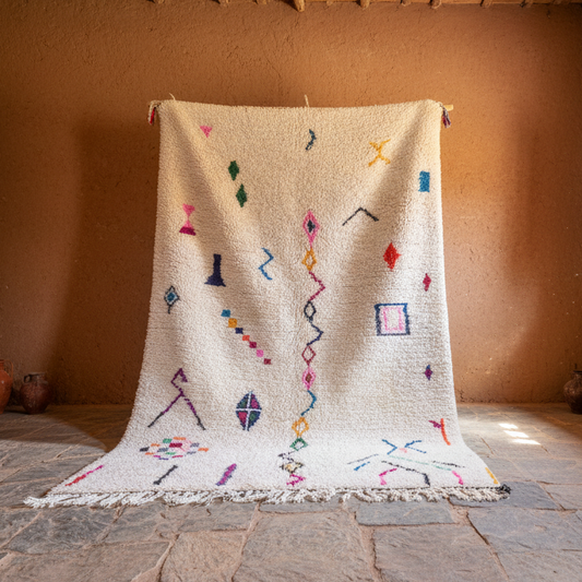 Beni Ourain diamond pattern black from 60x90 cm