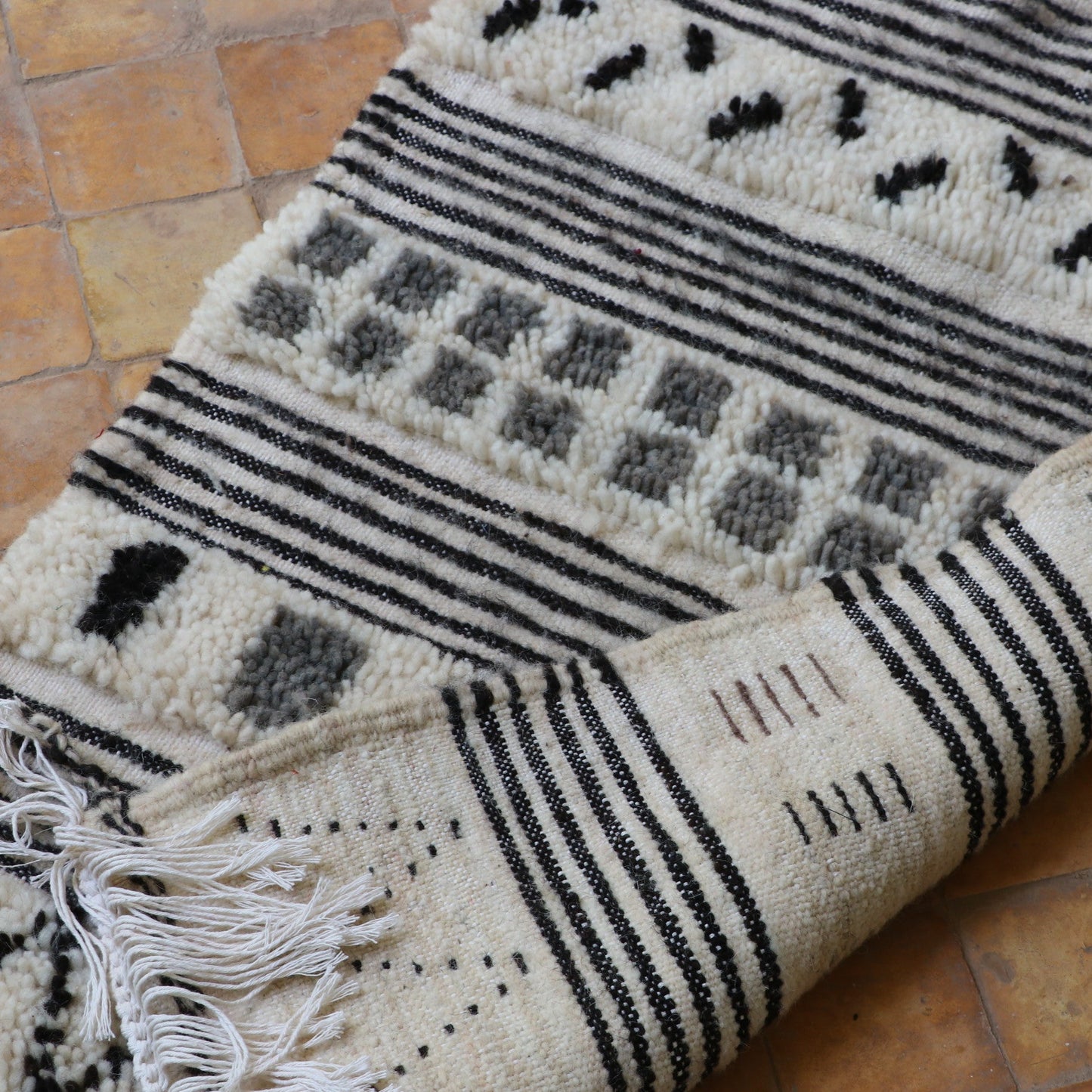 Original zilal Teppich Marokko schwarz, grau