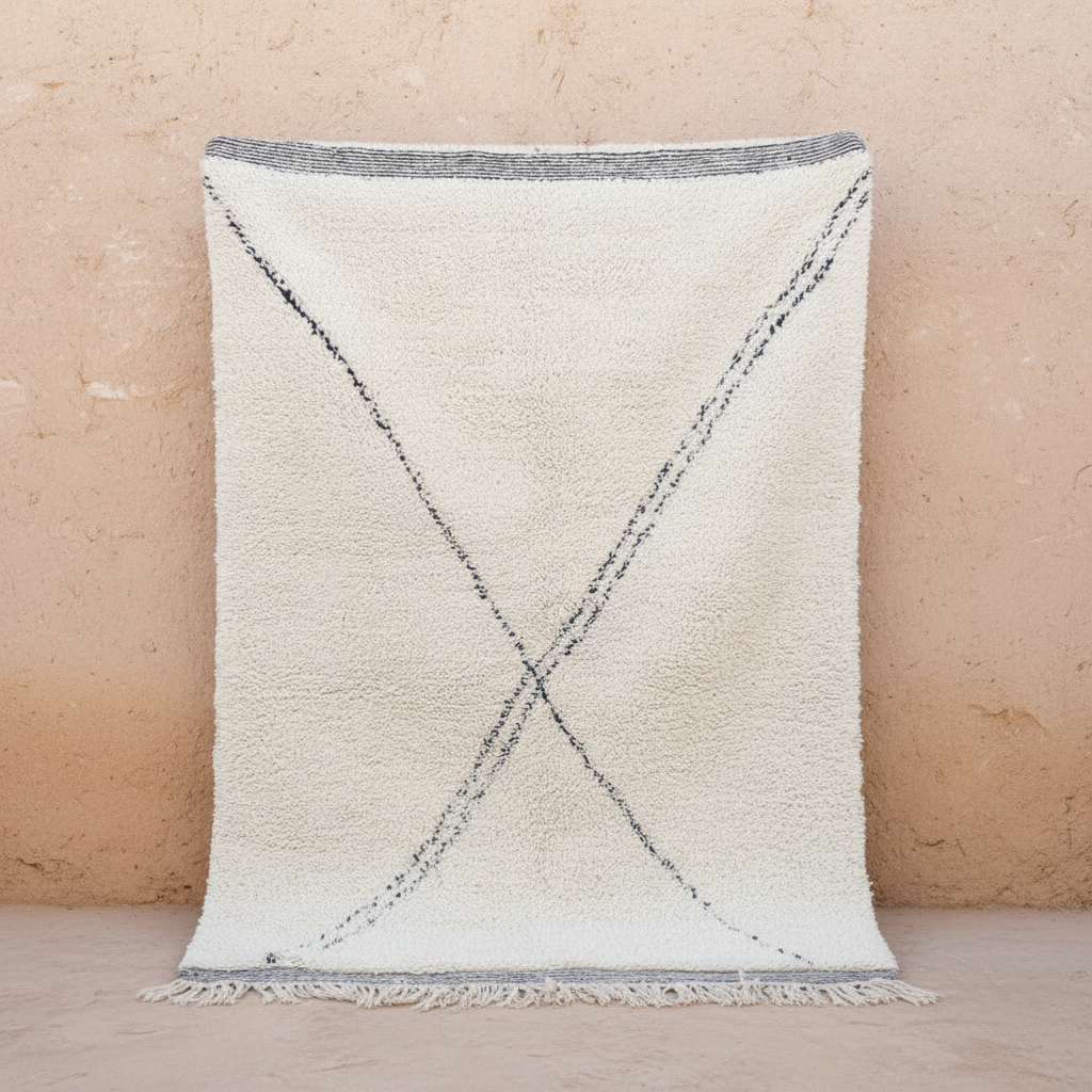 Teppich aus Marokko "Beni Ourain" mit schlichtem Linienmuster