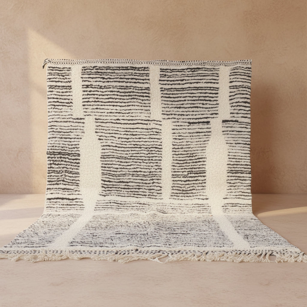 Original marokkanischer Berber Teppich in schwarz weiss Premium Qualitaet