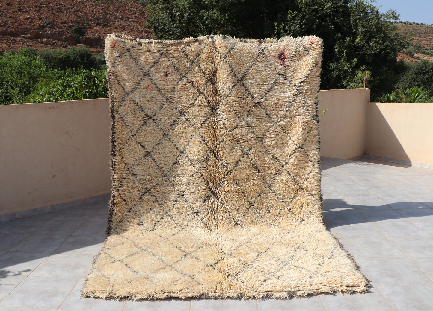 Vintage Beni Ourain Berberteppich 204x306 cm Rauten