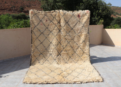 Vintage Beni Ourain Berberteppich 204x306 cm Rauten