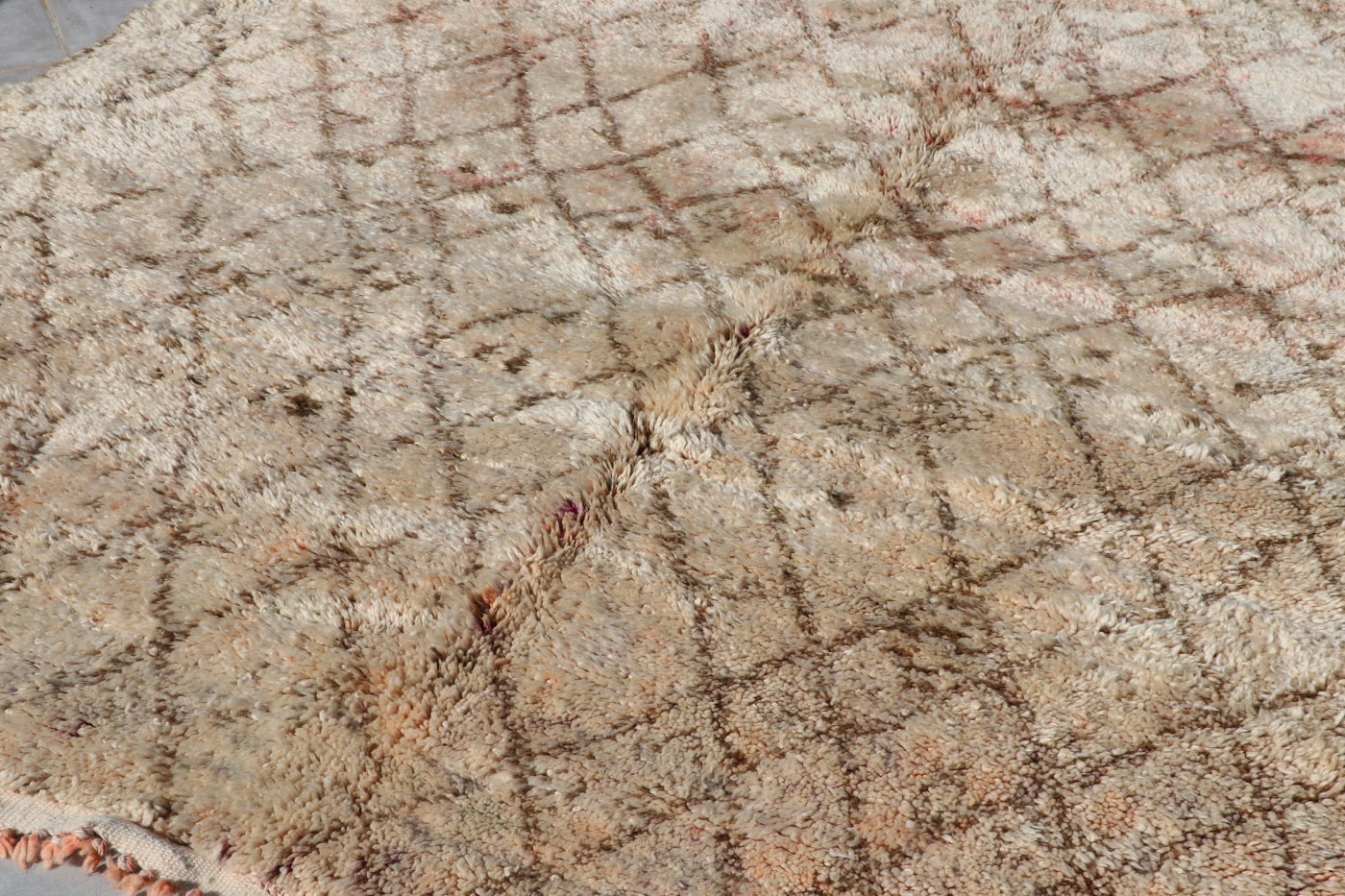 Vintage Beni Ourain Berberteppich 198x268 cm Rauten