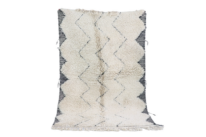 Beni Ourain zigzag lines and woven edge 61x92 in