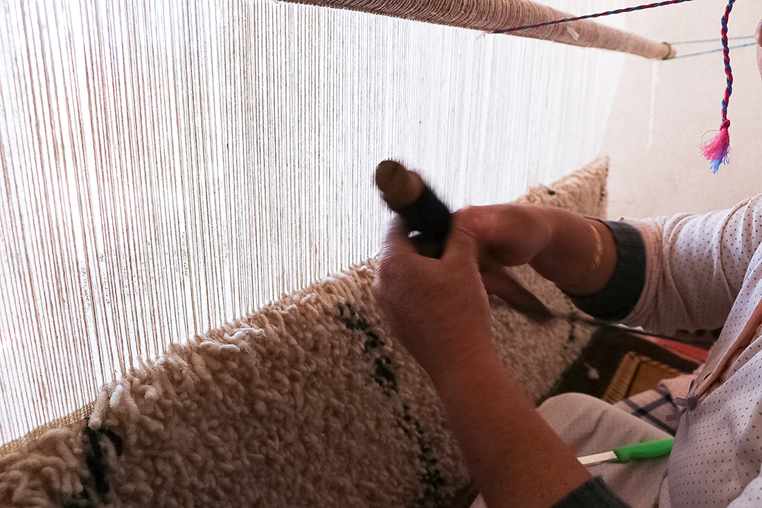 Beni Ourain zigzag lines and woven edge 61x92 in