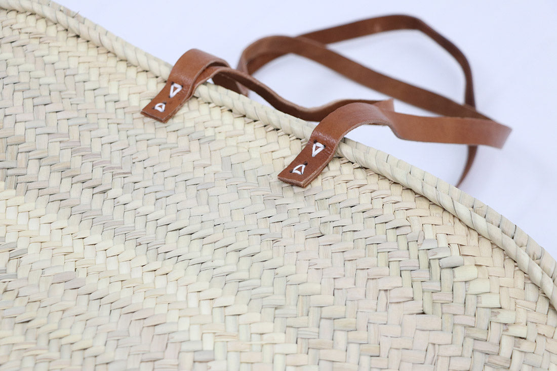 Large basket bag basic short &amp; long leather handles