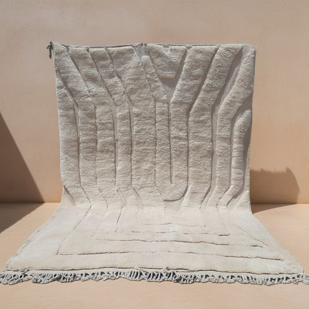 Moroccan Rug white bright original Beni Mrirt