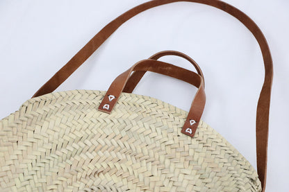 Round basket bag Marrakesh leather handles