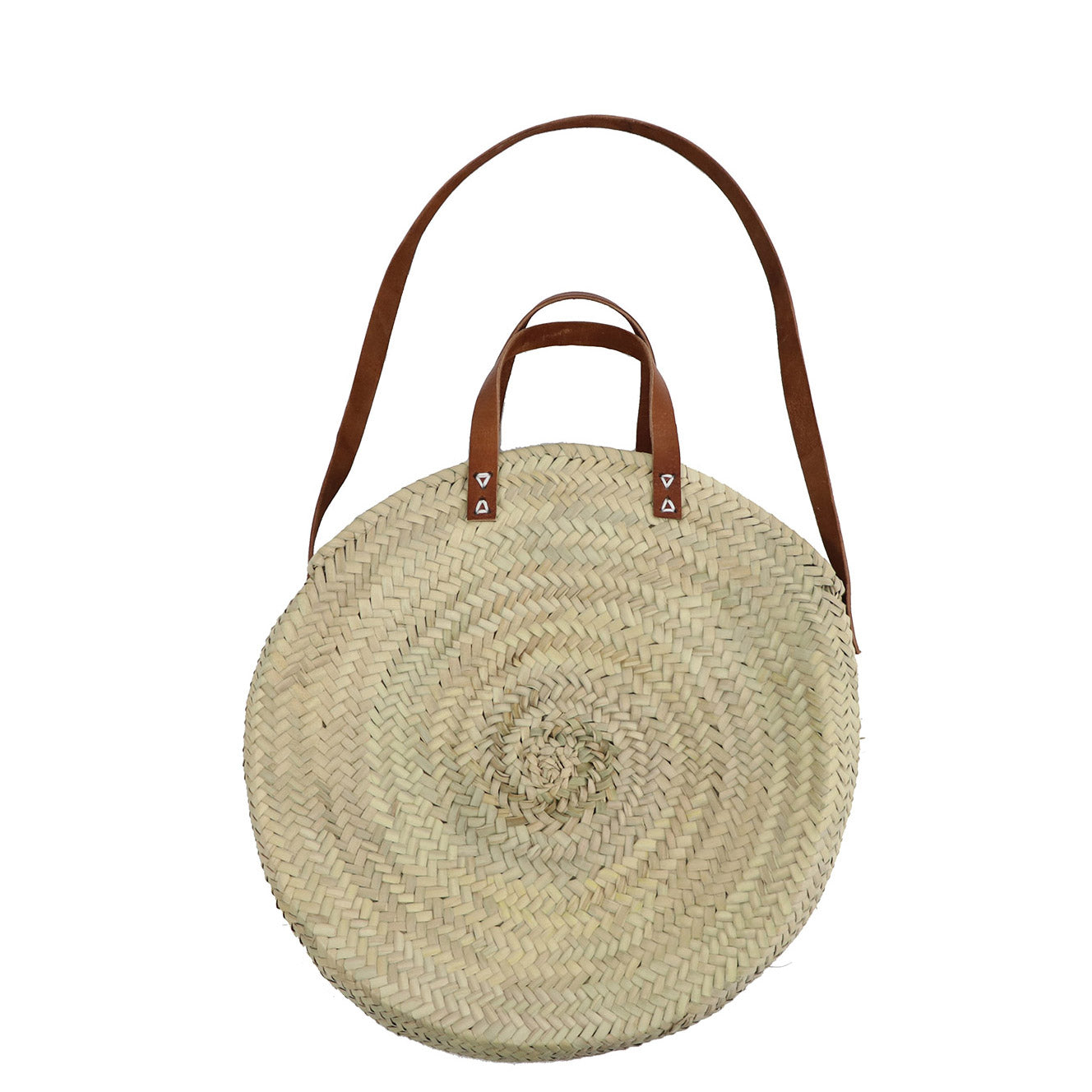 Round basket bag Marrakesh leather handles